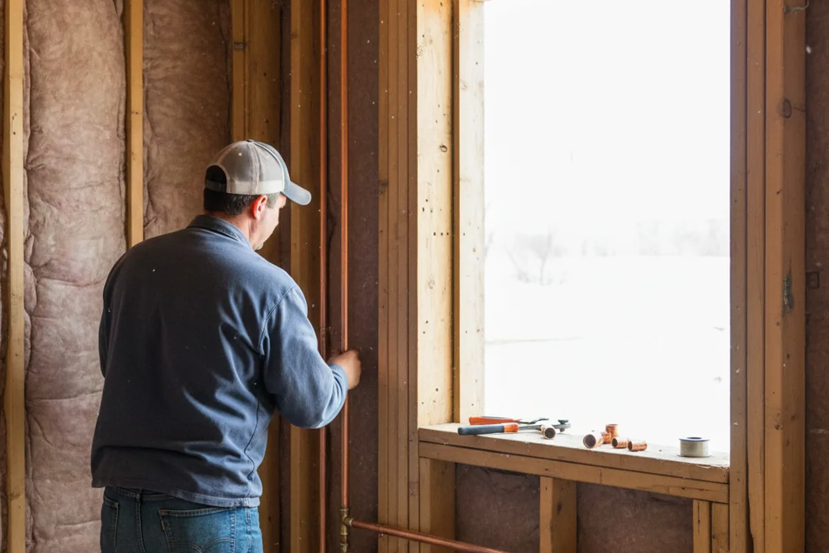 Licensed plumber running new copper supply lines in a Coldspring home